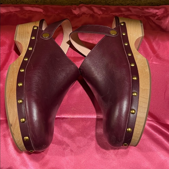 J Crew …Burgundy/Oxblood Women's Leather Clogs - Picture 3 of 5